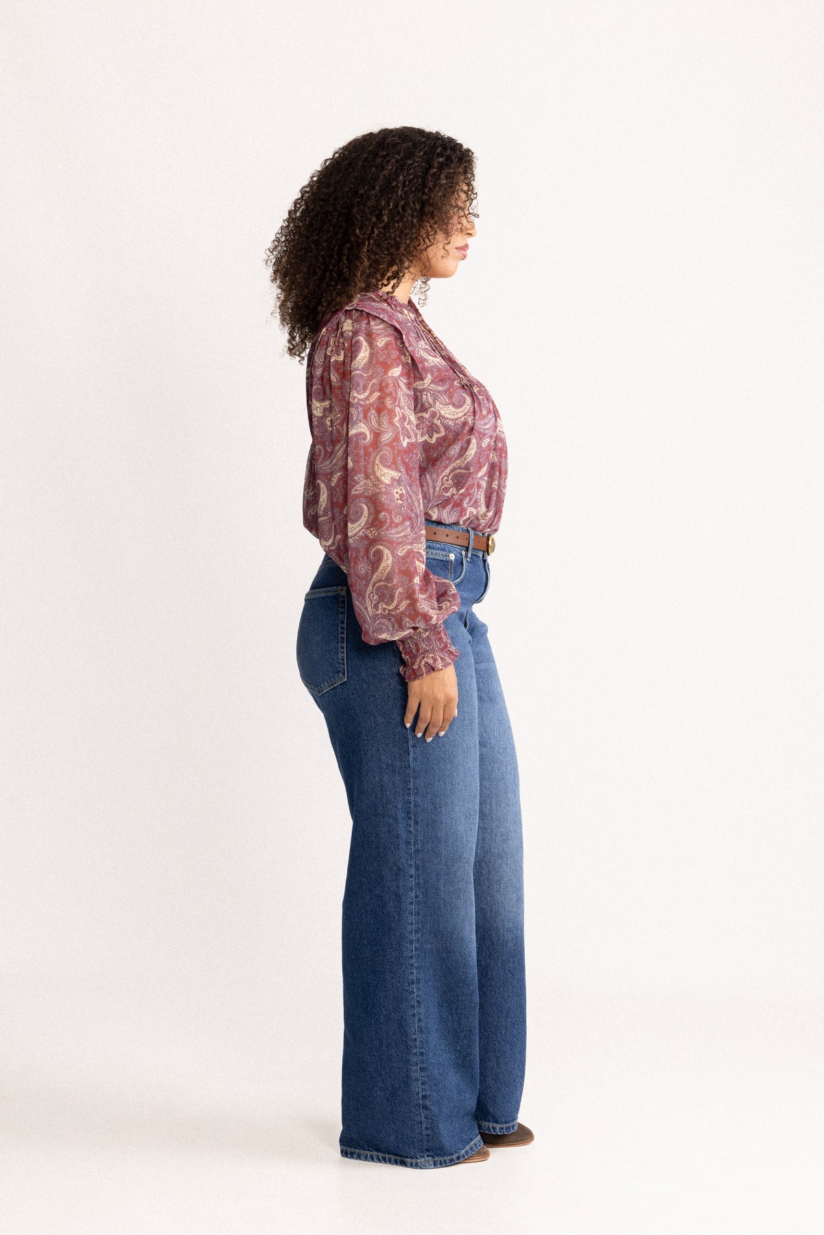 Emma Chiffon B Paisley Blus - Wine Paisley