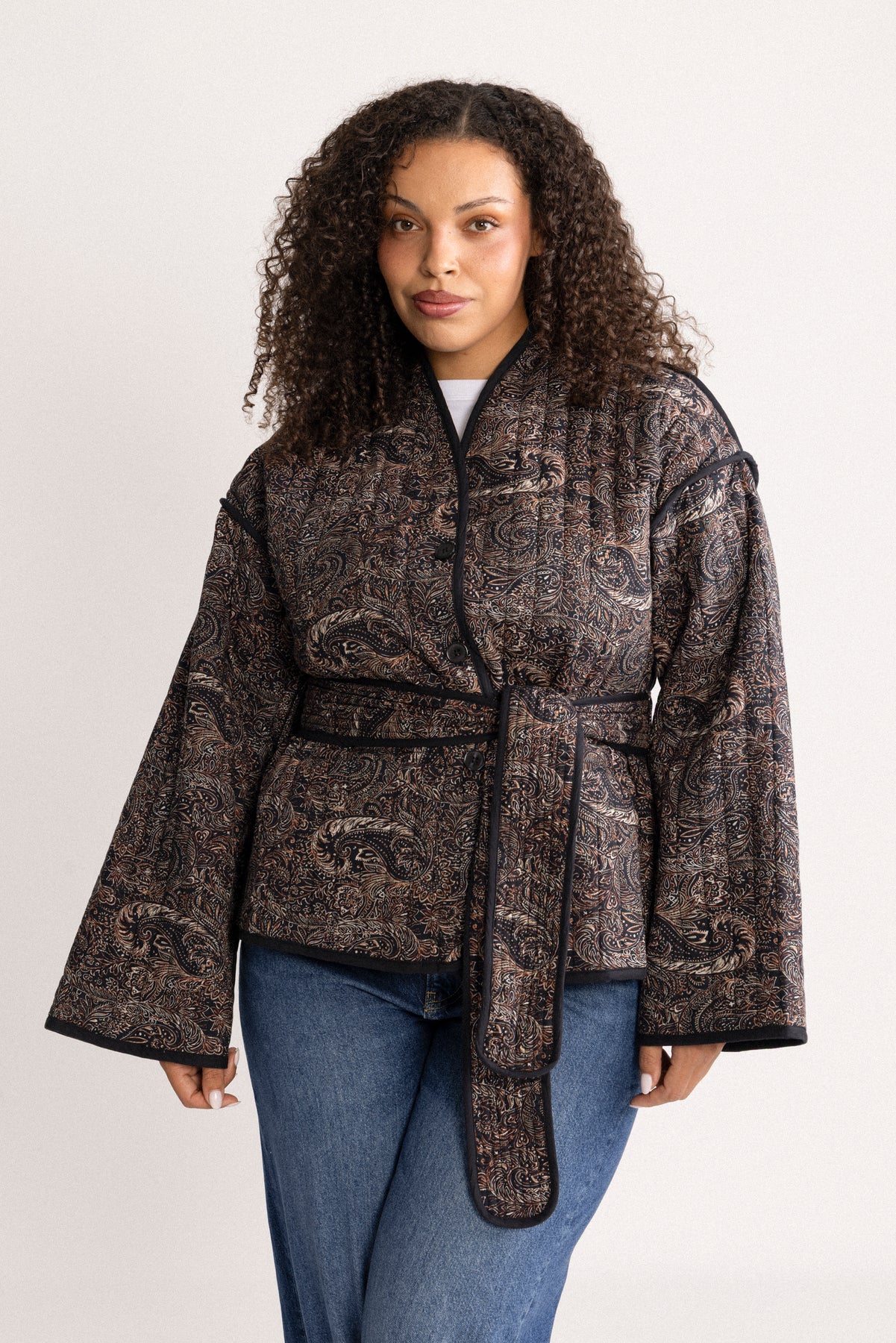 Una Quilted B Jacket - Black Paisley