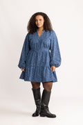 Evina Denim Leo Dress - Blue Leopard