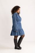 Evina Denim Leo Dress - Blue Leopard