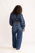 Emma Denim Jacquard Blus - Blue Flower