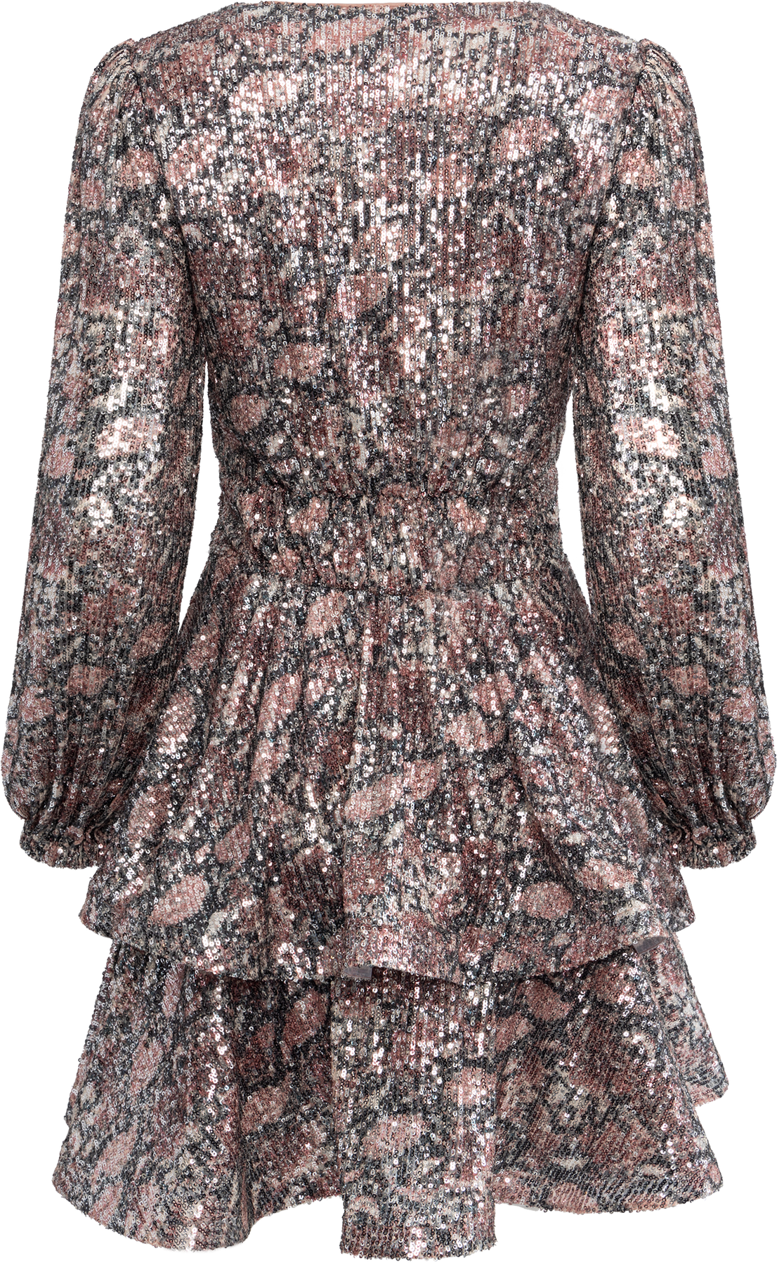 Jade Wave Sequins Dress - Pink Silver