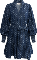 Delphine Denim Flower Dress - Navy