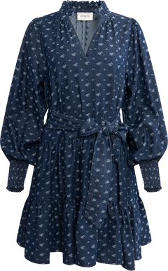 Delphine Denim Flower Dress - Navy