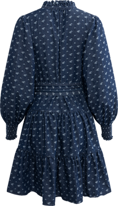Delphine Denim Flower Dress - Navy