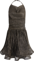 Shine Mini Dress - Black Silver Gold