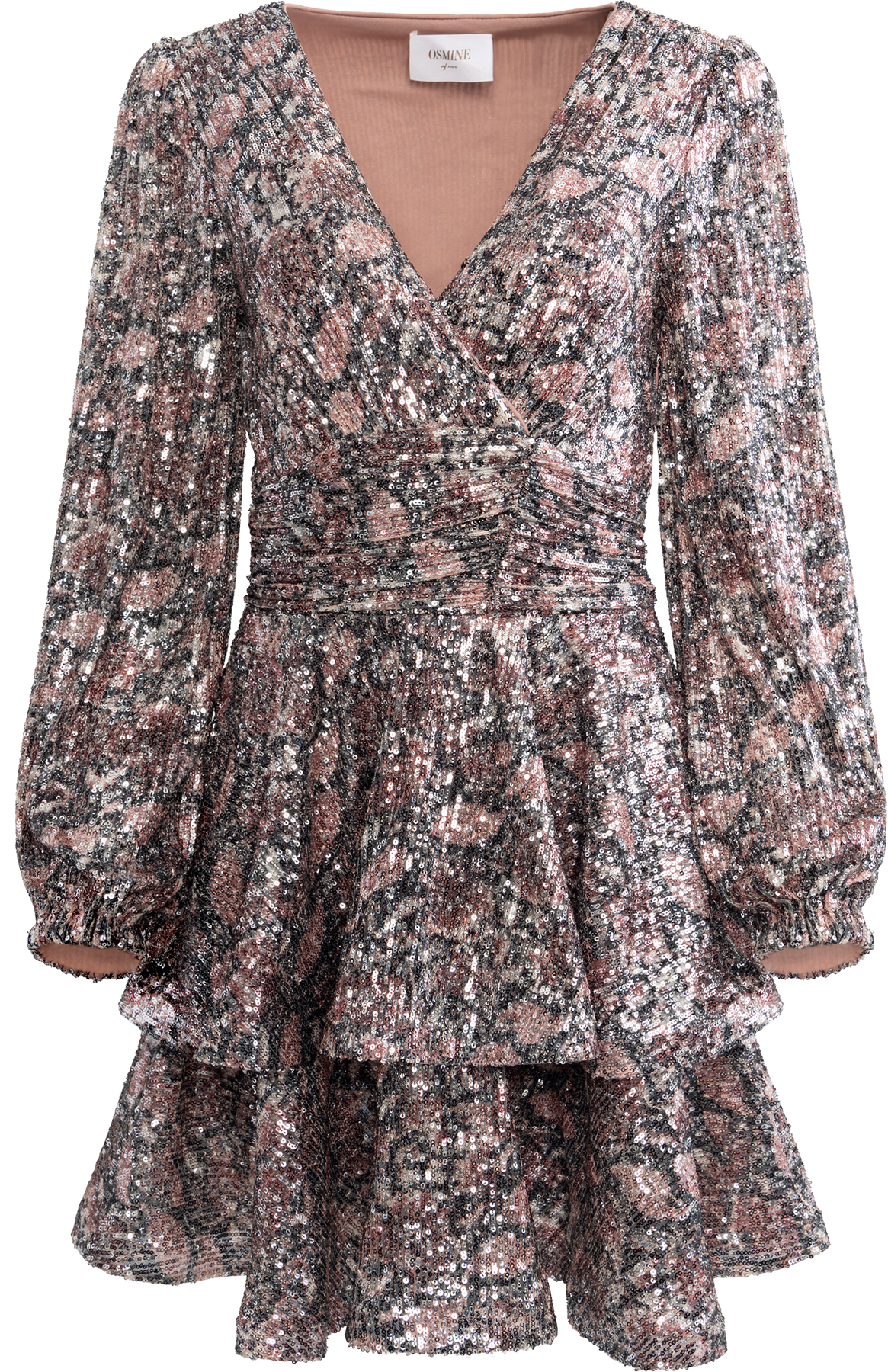 Jade Wave Sequins Dress - Pink Silver