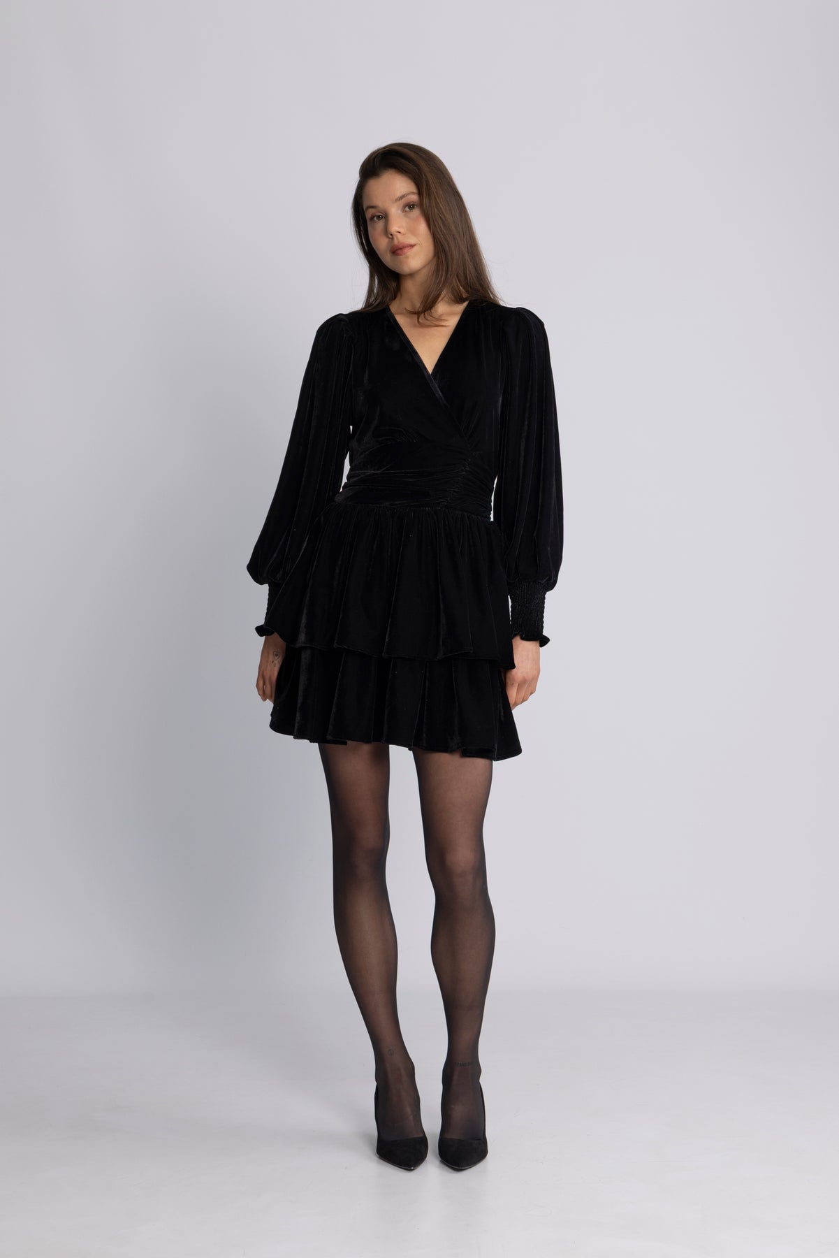 Jade Velvet Solid Dress - Svart