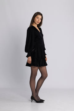Jade Velvet Solid Dress - Black