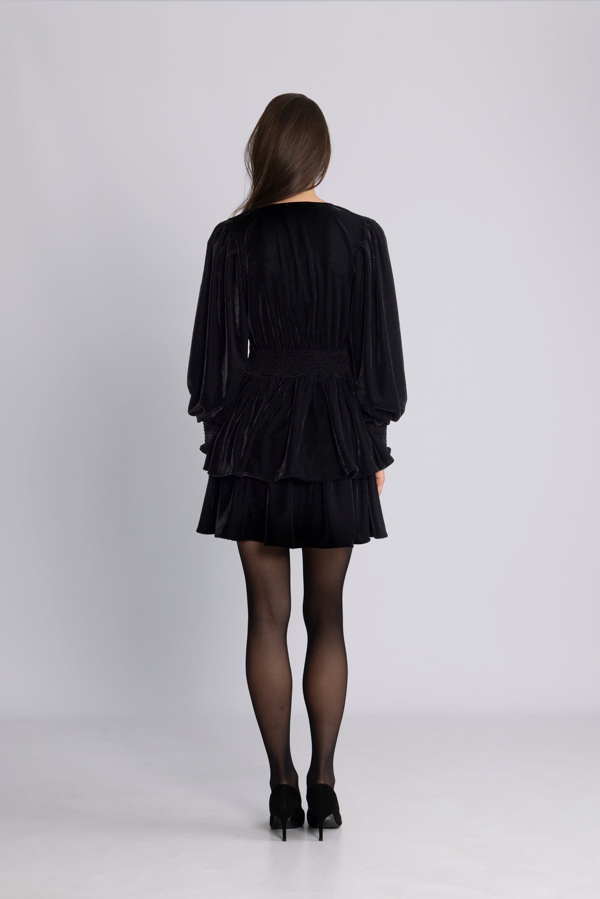 Jade Velvet Solid Dress - Svart