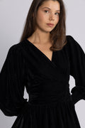 Jade Velvet Solid Dress - Svart