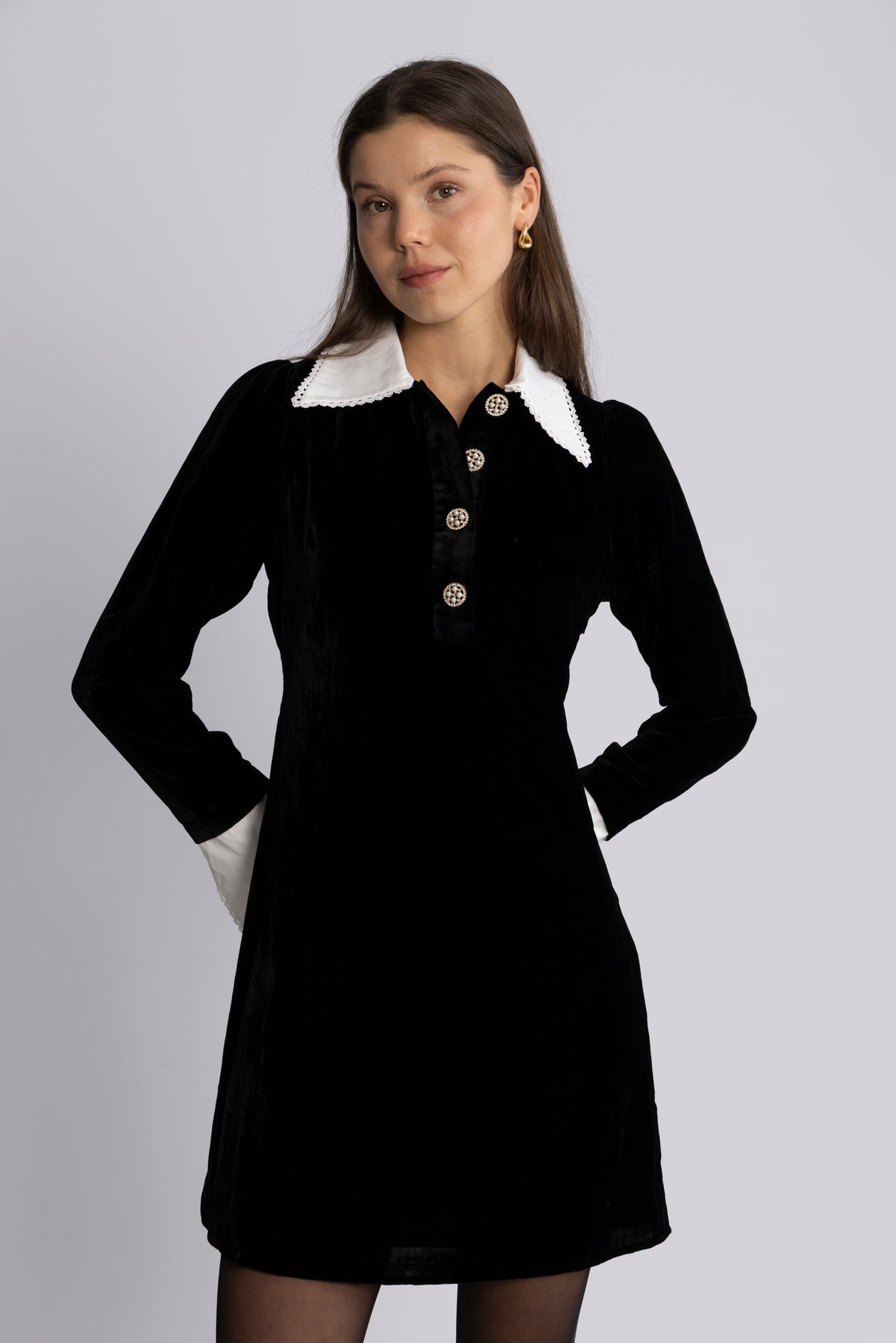 Runa Velvet Mini Dress - Svart