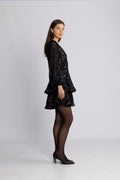 Jade Wave Sequins Solid Dress - Black