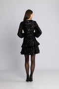 Jade Wave Sequins Solid Dress - Black