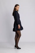 Svanhild Brocade Floral Dress - Mörkblå