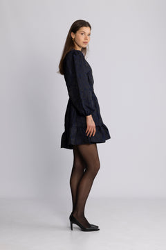 Svanhild Brocade Floral Dress - Dark Navy