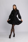 Saga Wide Brocade Dress - Svart