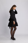 Saga Wide Brocade Dress - Svart