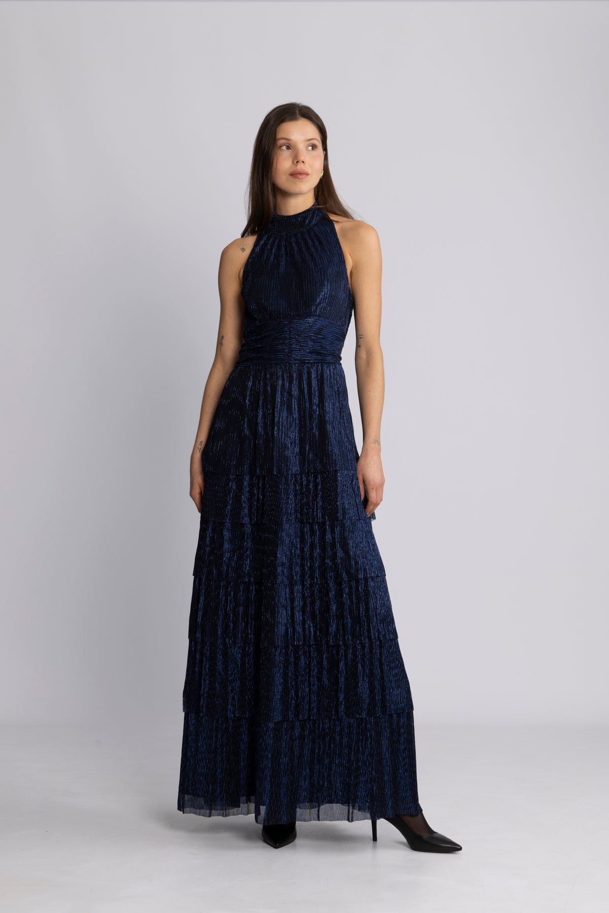 Ingalu Plisse Dress - Marinblå