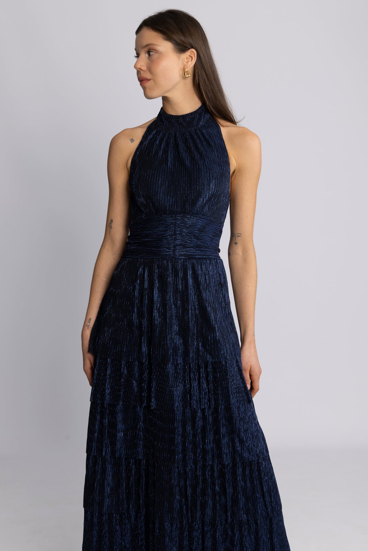 Ingalu Plisse Dress - Marinblå
