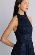 Ingalu Plisse Dress - Marinblå