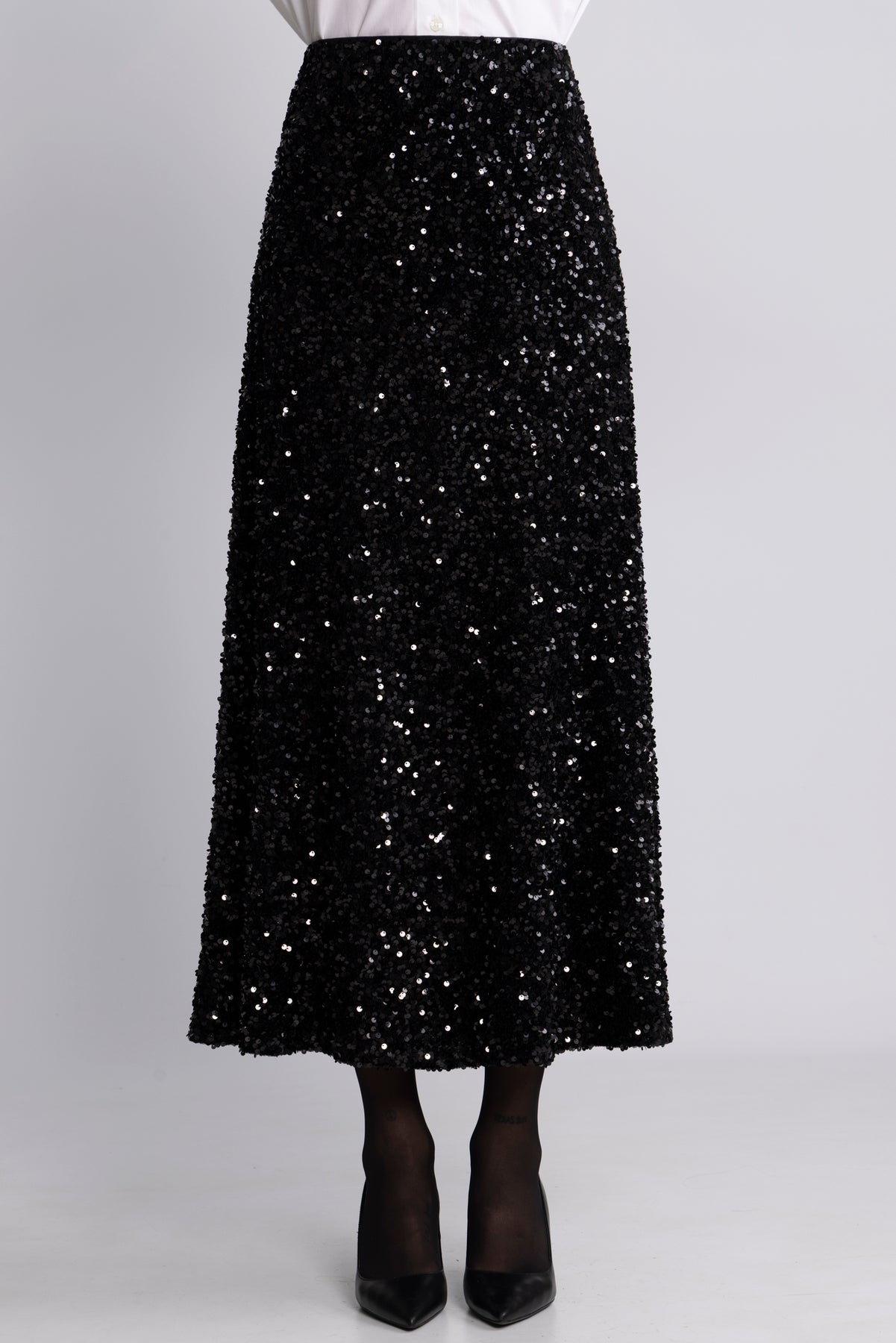 Alva Maxi Sequin Skirt - Svart