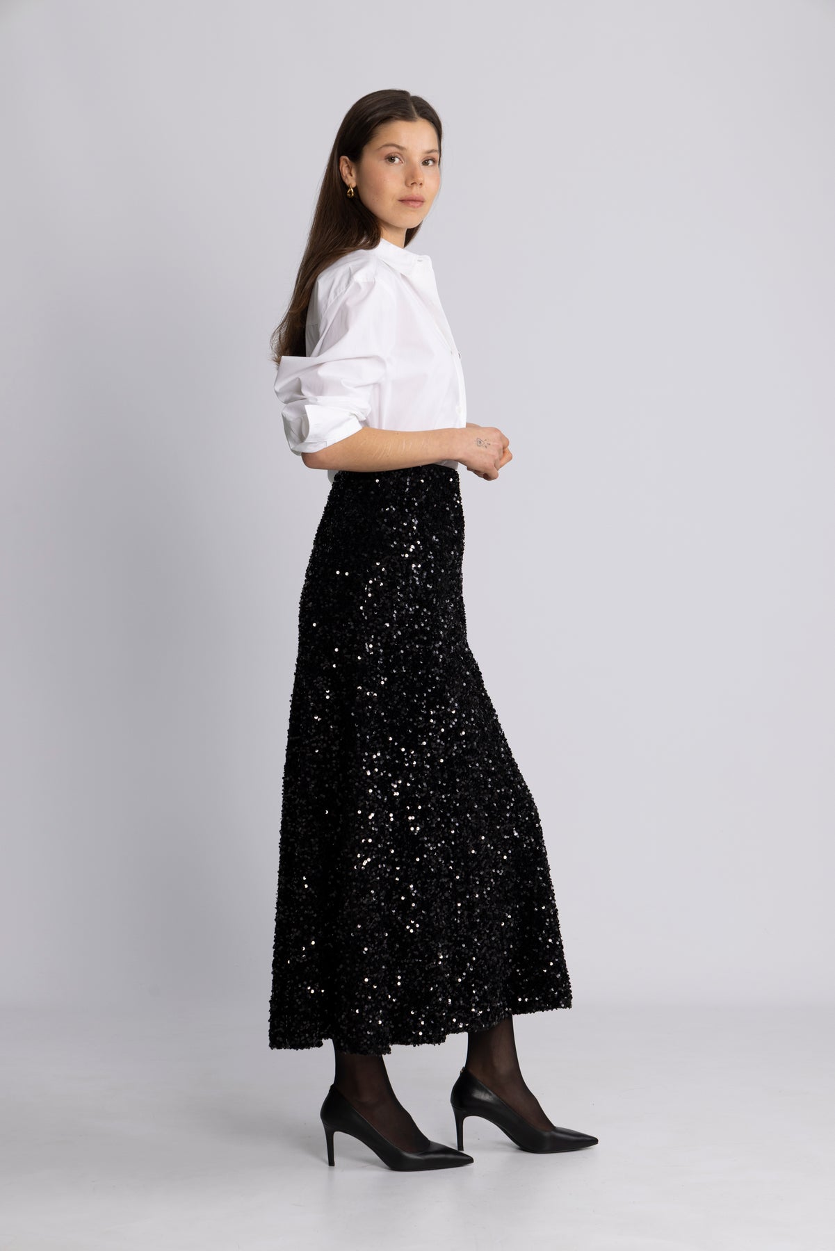 Alva Maxi Sequin Skirt - Svart