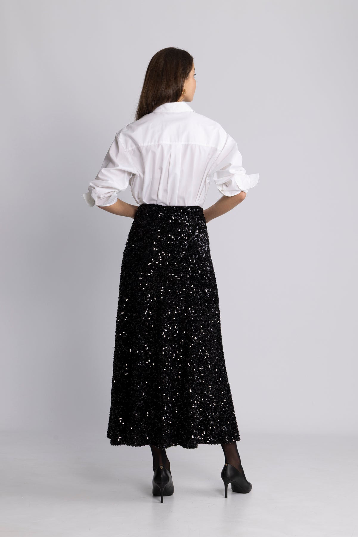 Alva Maxi Sequin Skirt - Svart