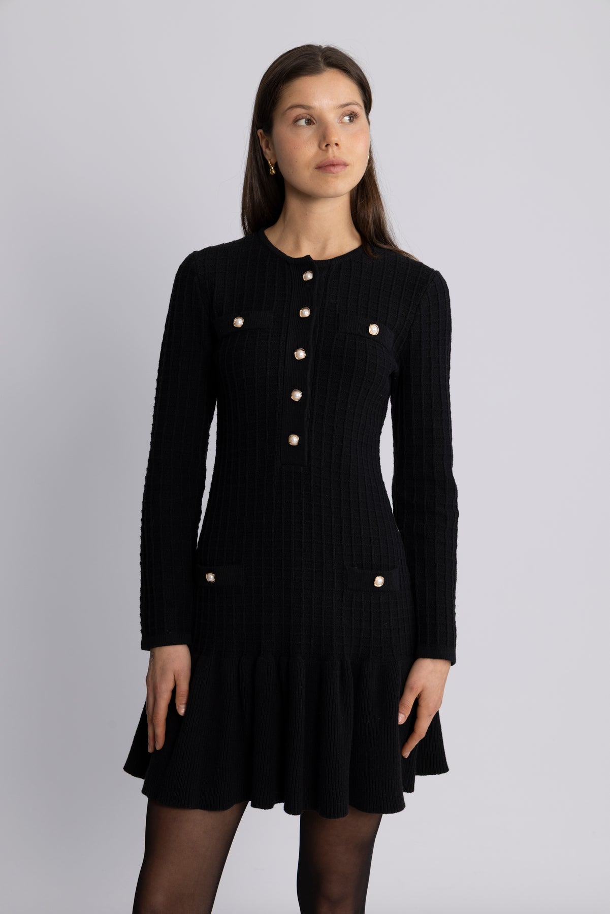 Gerda Crochet Mini Dress - Svart