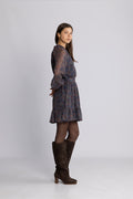 Raina Chiffon Dress - Blue Paisley