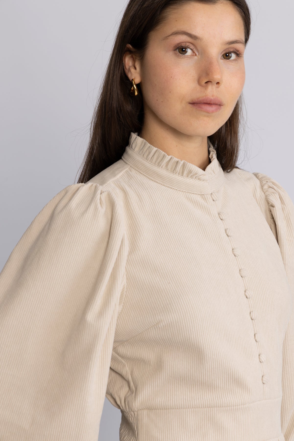 Liv Cord Solid Klänning - Creme