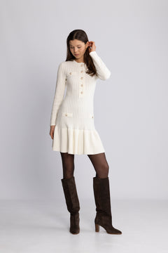 Gerda Crochet Mini Dress - Creme