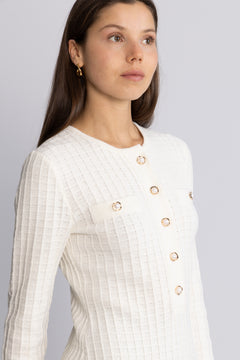 Gerda Crochet Mini Dress - Creme