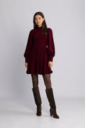 Liv Cord Solid Dress - Vinröd