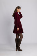 Liv Cord Solid Dress - Vinröd