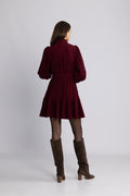 Liv Cord Solid Dress - Vinröd