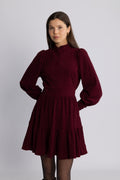 Liv Cord Solid Dress - Vinröd