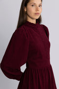 Liv Cord Solid Dress - Vinröd