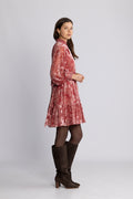 Saga Wide Velvet Flower Dress - Rosa Blomster