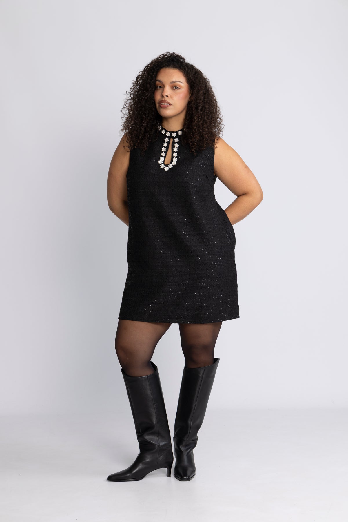 Bolette Boucle Sequins Dress - Svart