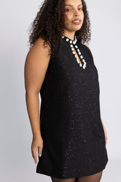 Bolette Boucle Sequins Dress - Black