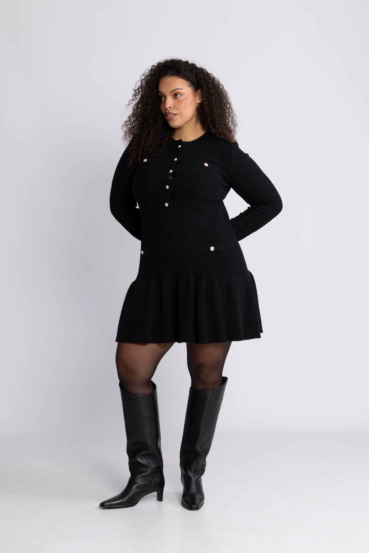 Gerda Crochet Mini Dress - Svart
