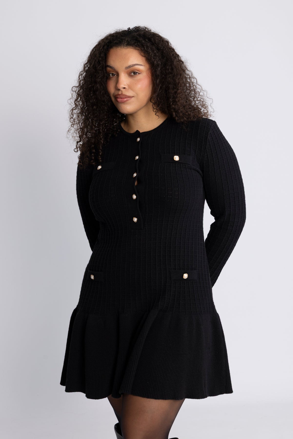 Gerda Crochet Mini Dress - Svart