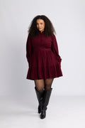 Liv Cord Solid Dress - Vinröd
