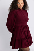 Liv Cord Solid Dress - Vinröd