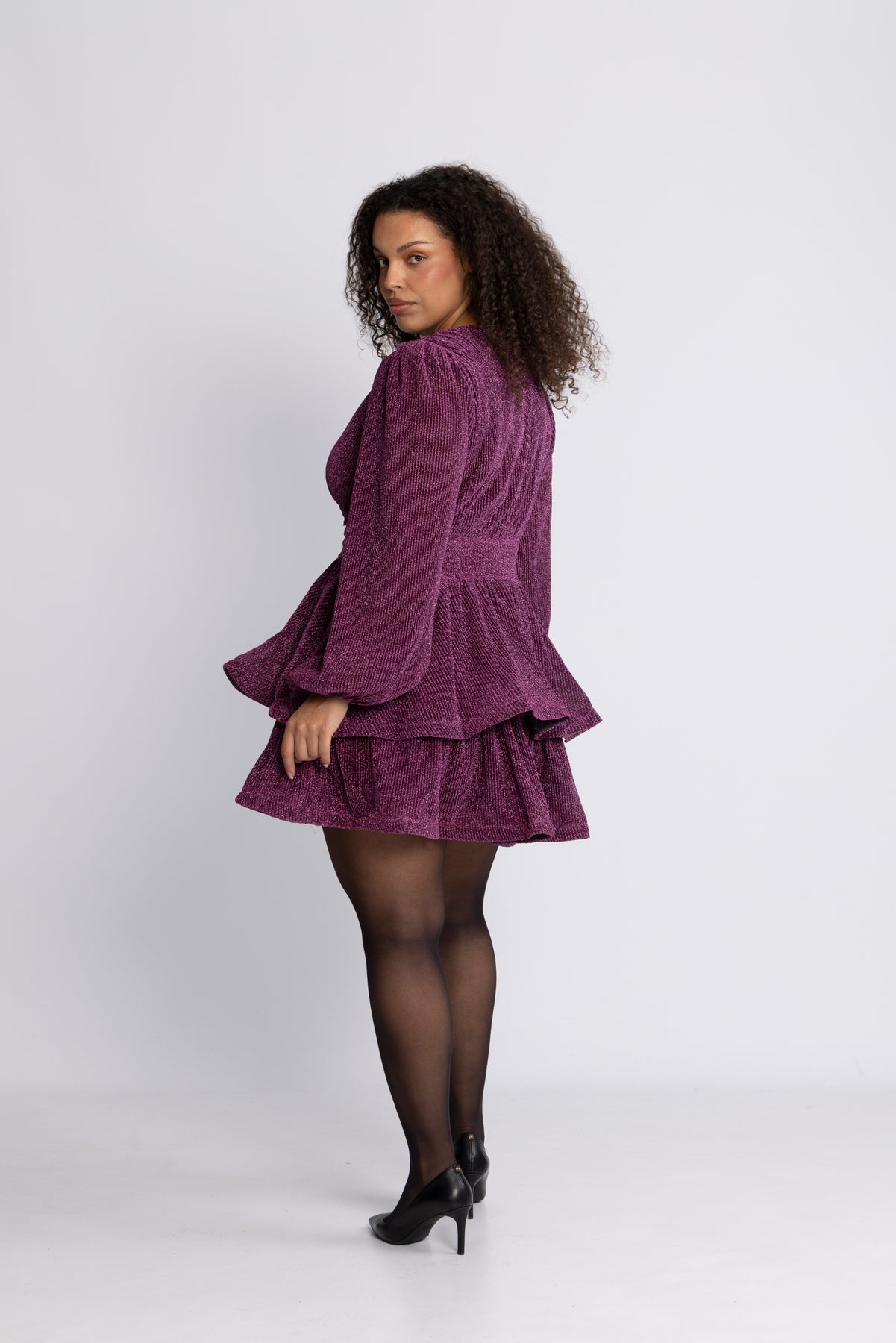 Jade Wave Sparkle Dress - Dark Pink