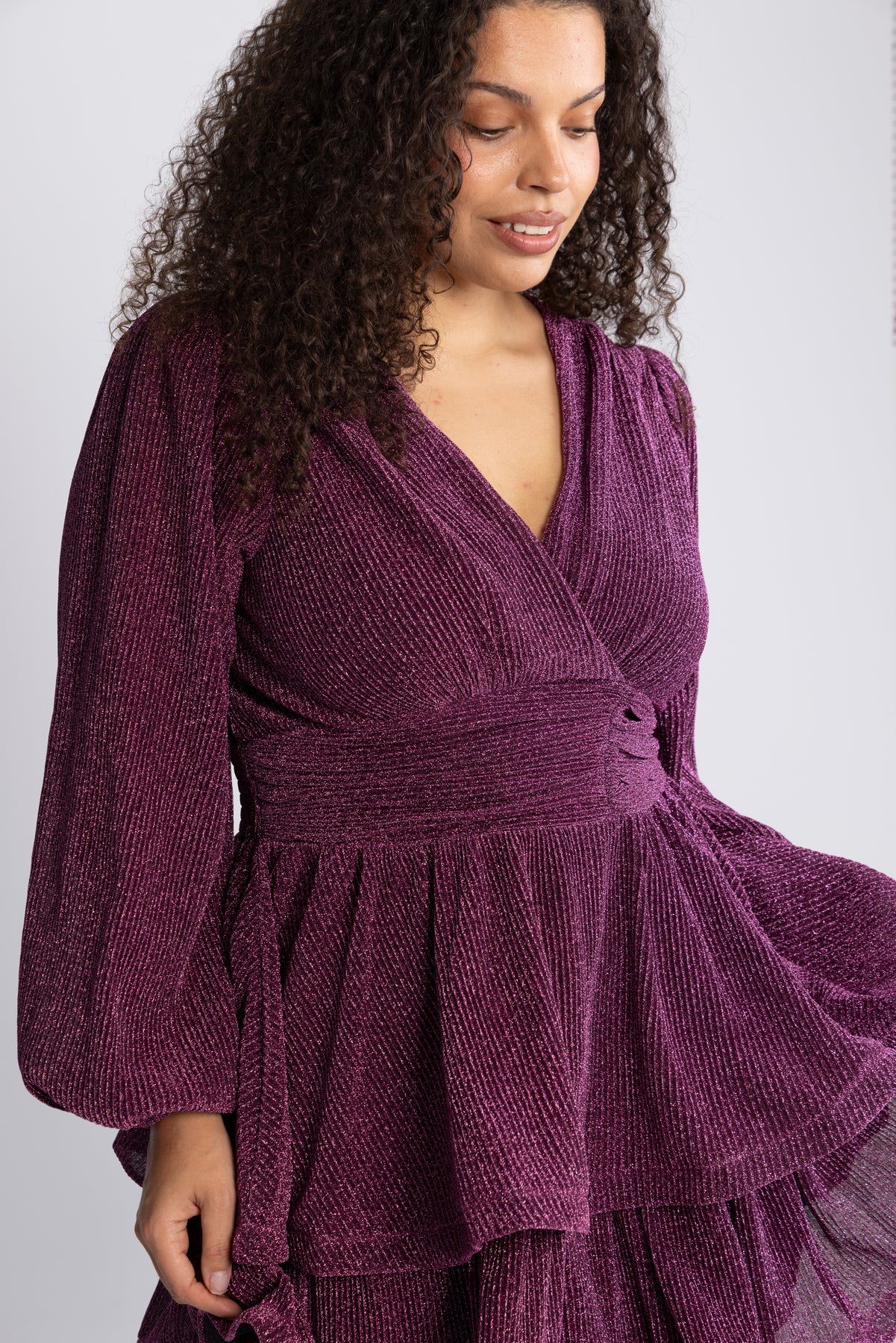 Jade Wave Sparkle Dress - Dark Pink