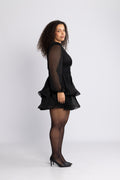 Jade Wave Plisse Dress - Svart