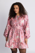 Svanhild Brocade Flower Dress - Rosa