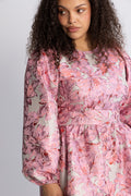 Svanhild Brocade Flower Dress - Rosa